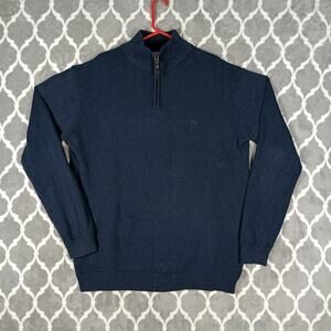 Rodd Gunn Sweater Men Size 3XL Navy Mock Neck 1/4 Zip Cotton Knit Pullover